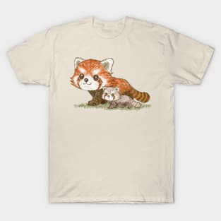 Red panda family walking T-Shirt